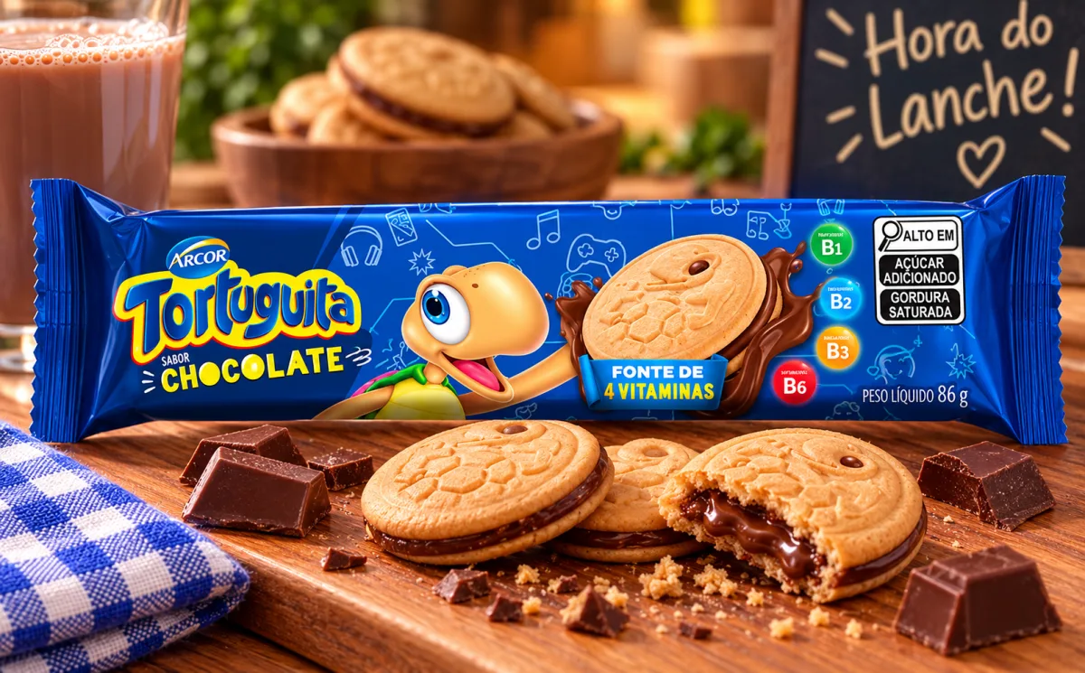 BISCOITO RECHEADO ANCOR TORTUGUITA SABOR CHOCOLATE  86g