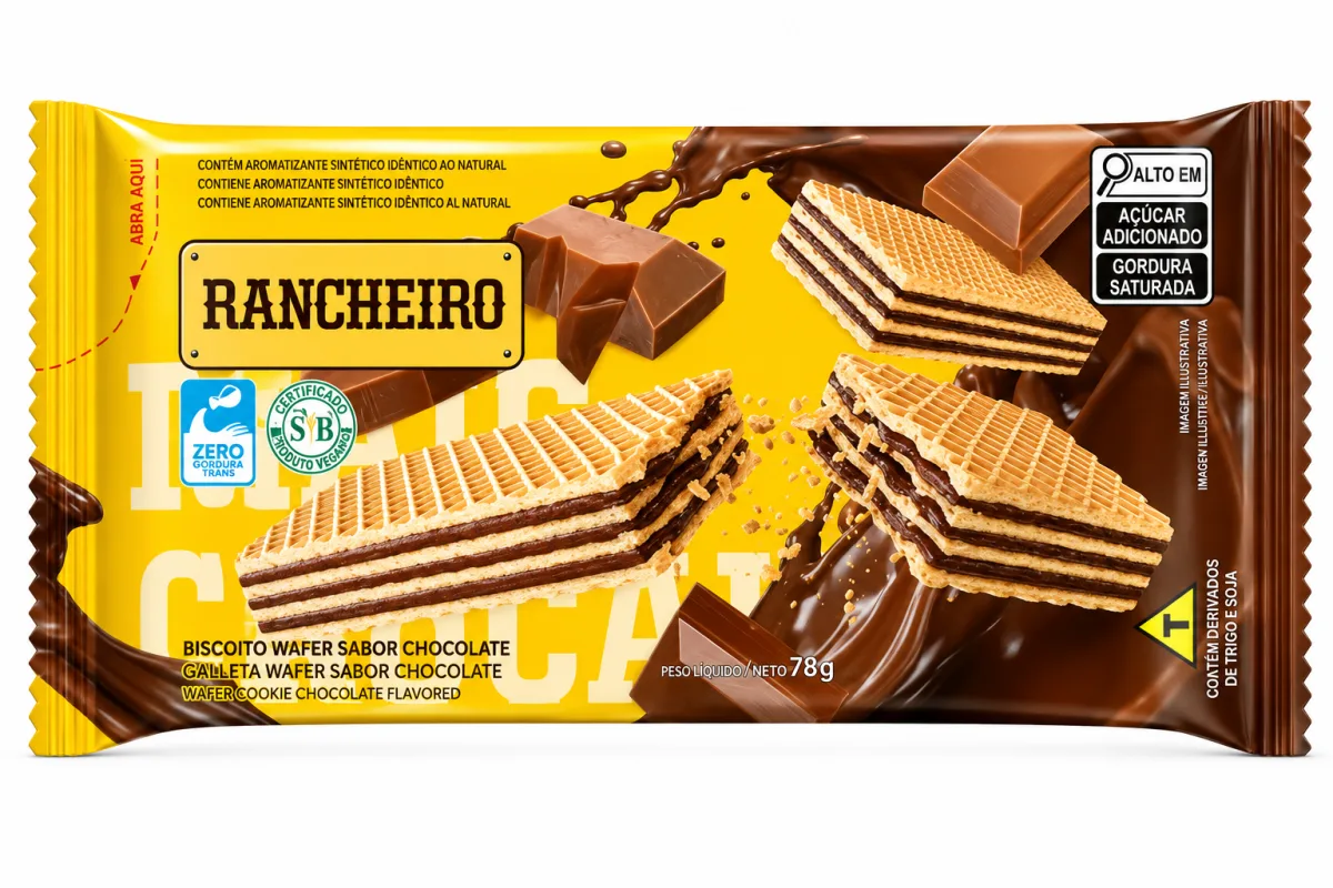 biscoito wafer rancheiro chocolate 78g