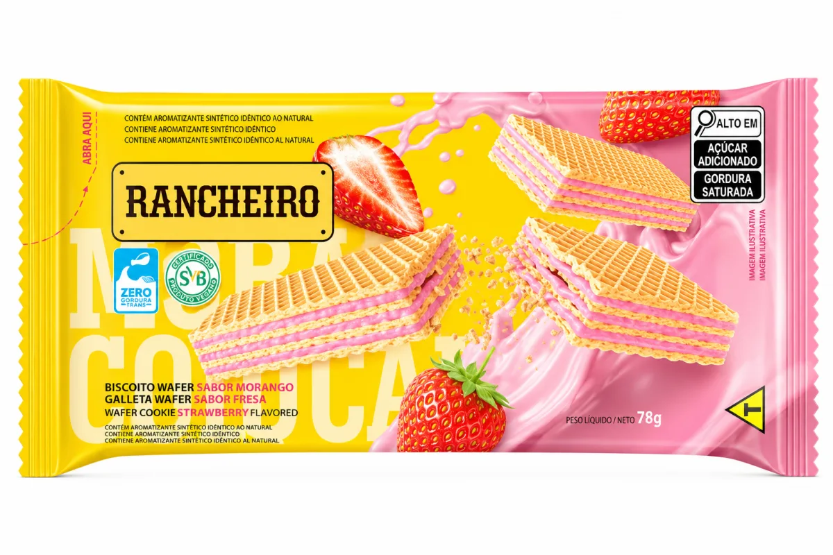 Biscoito wafer rancheiro morango 78g