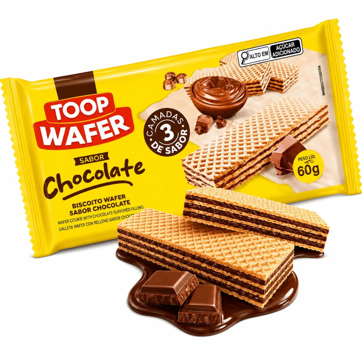 biscoito wafer top chocolate 60g