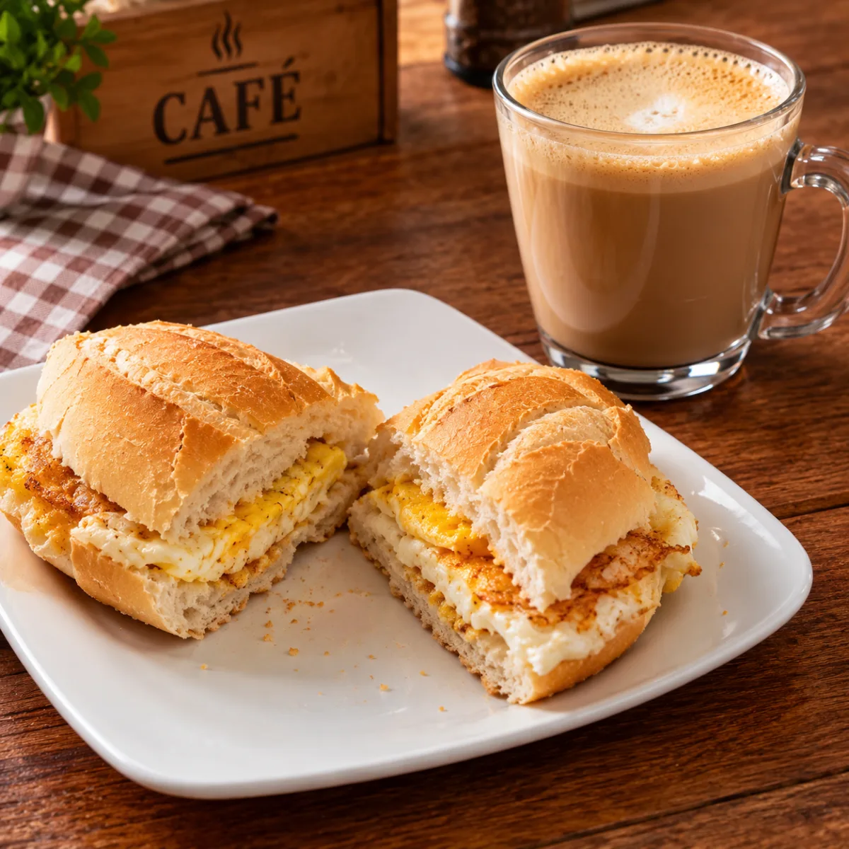 café com leite + pão com ovo
