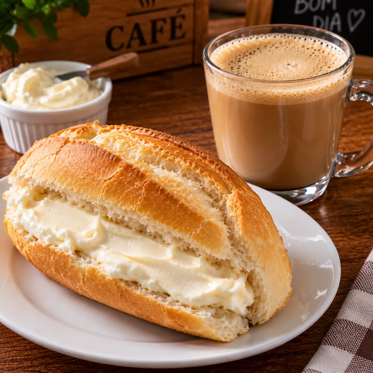café com leite + pão com requeijão