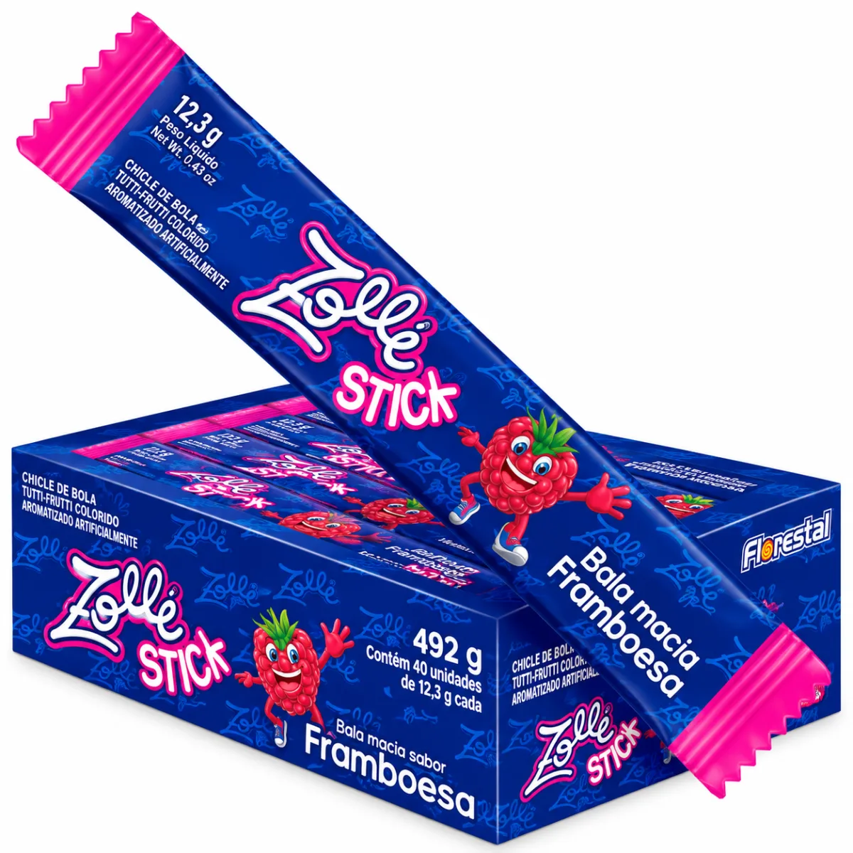 chiclete Zollé stick framboesa