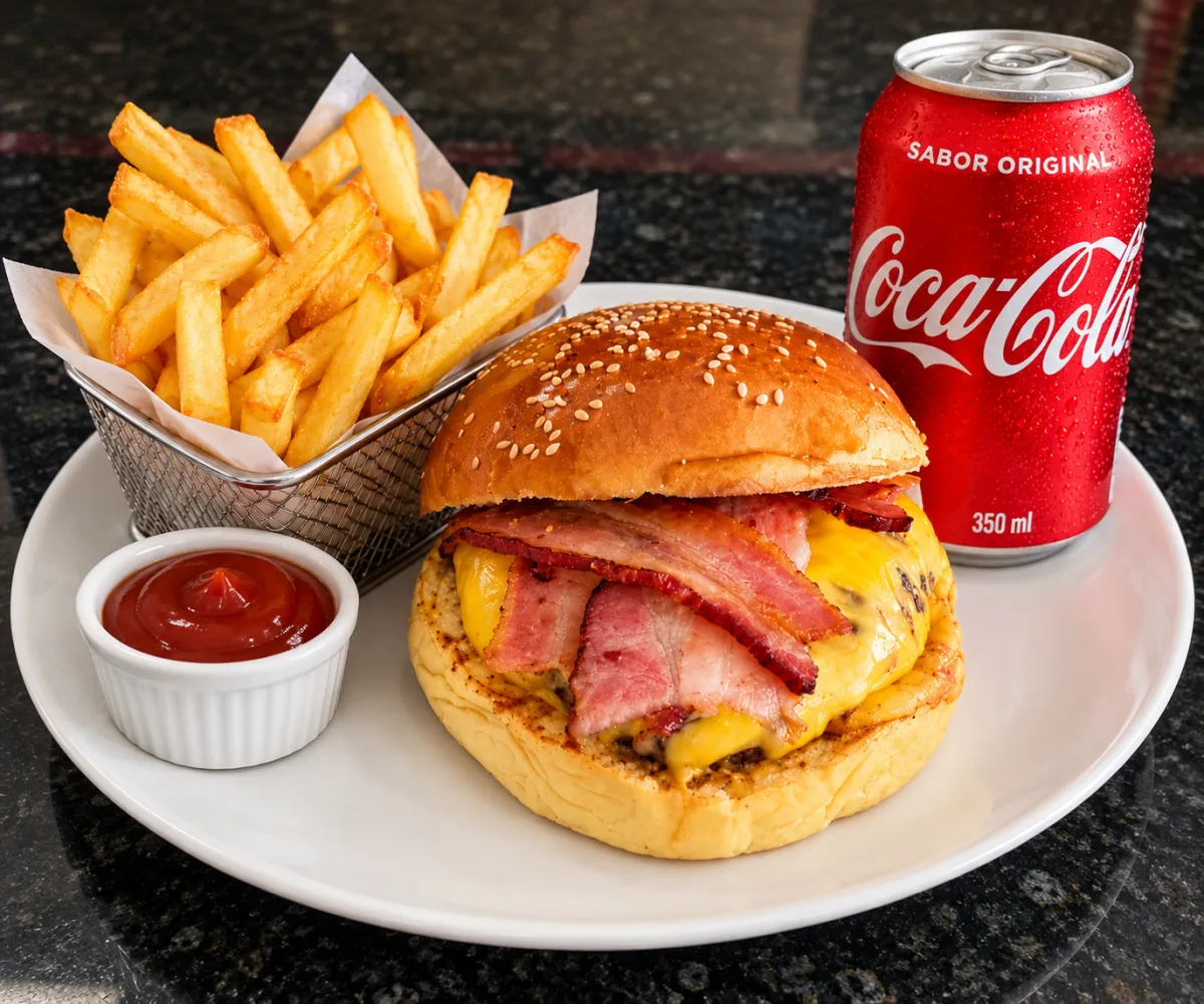 Combo x bacon + batata + coca - cola lata 350 ML