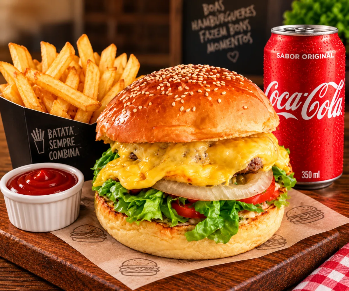 Combo x salada + batata frita + coca - cola lata 350 ML
