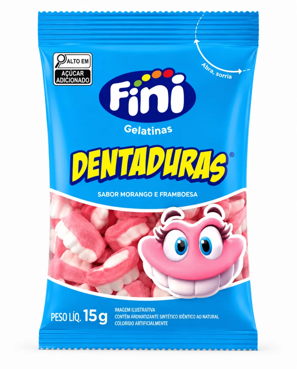 fini Dentaduras mini morango e framboesa