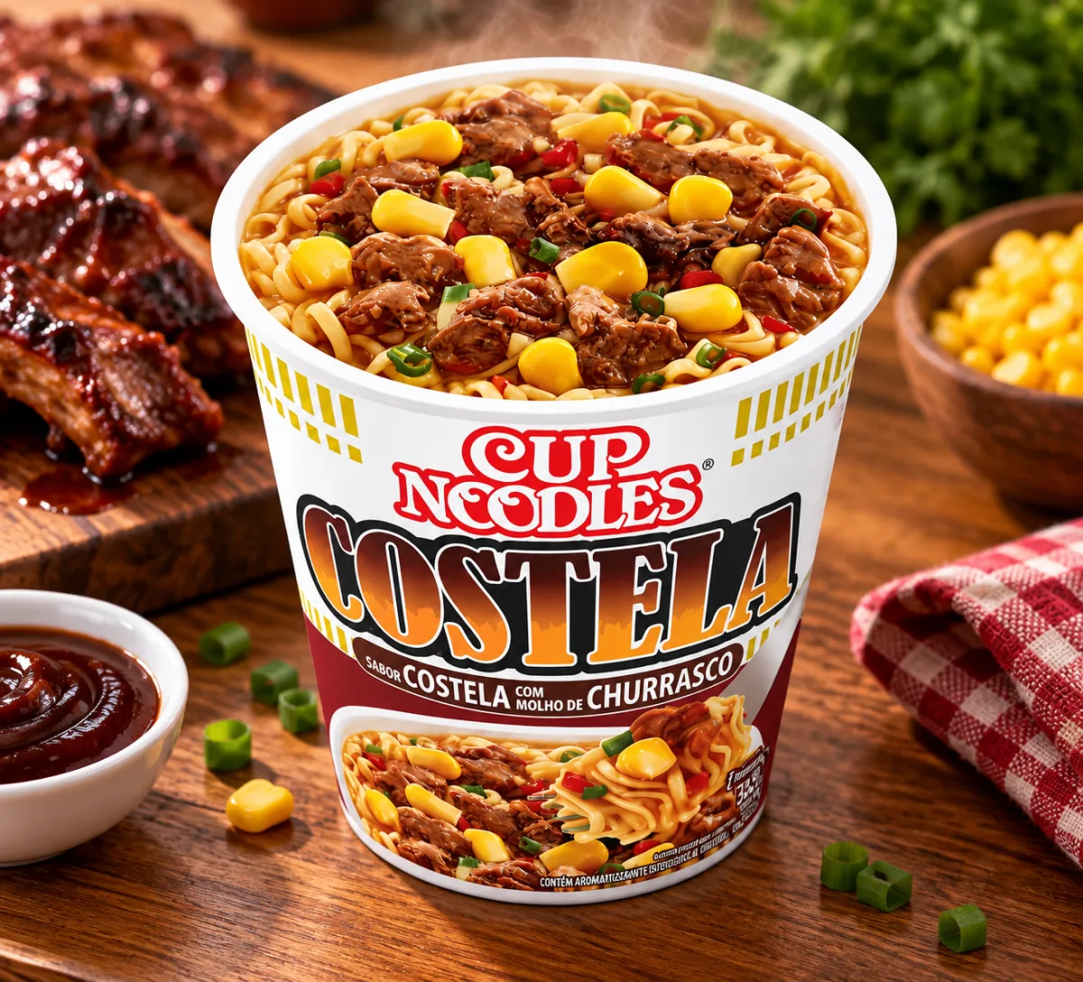 Miojo copo Cup Noodles costela com molho de churrasco 65g