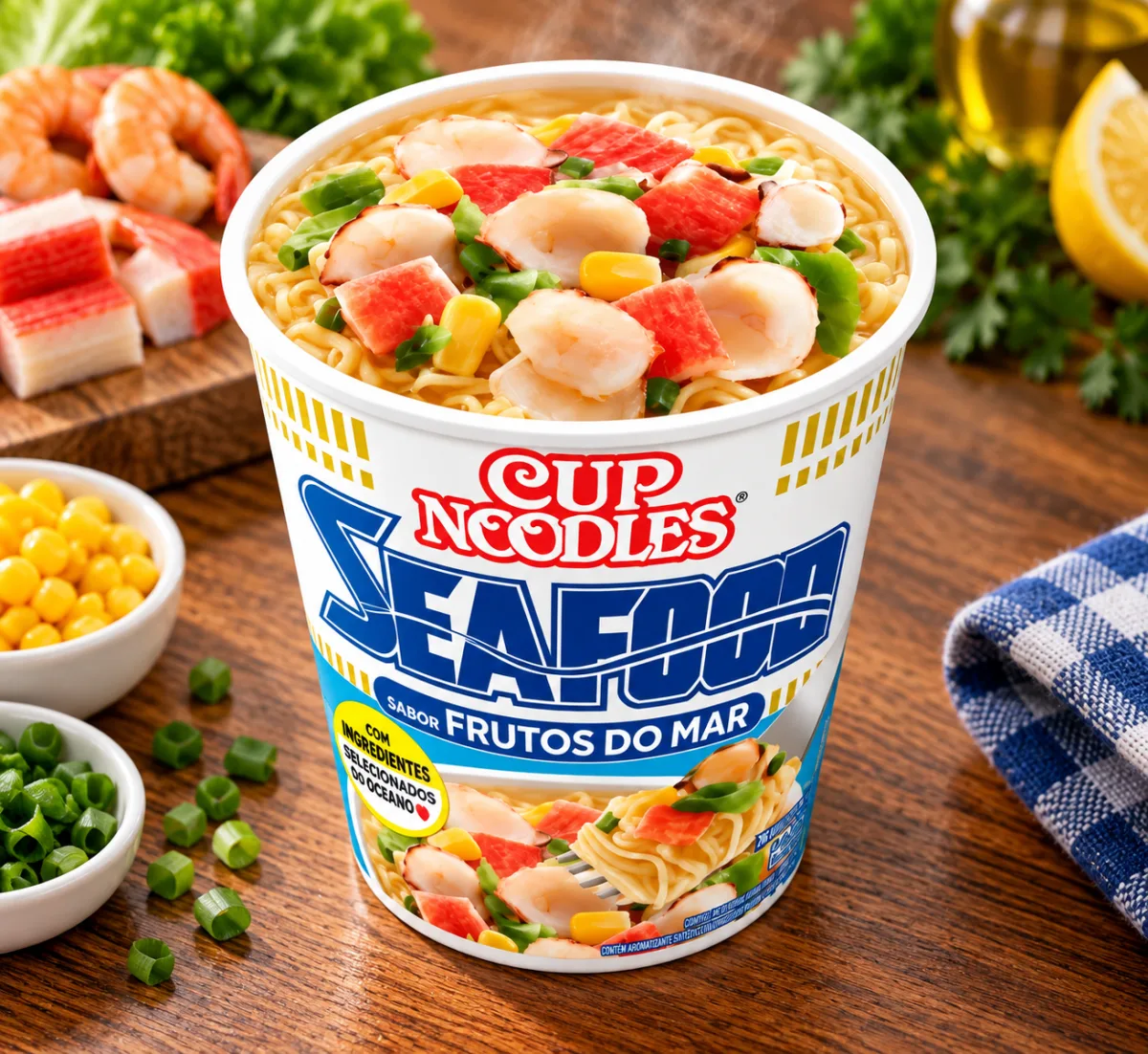Miojo copo Cup Noodles Seafood frutos do mar 65g