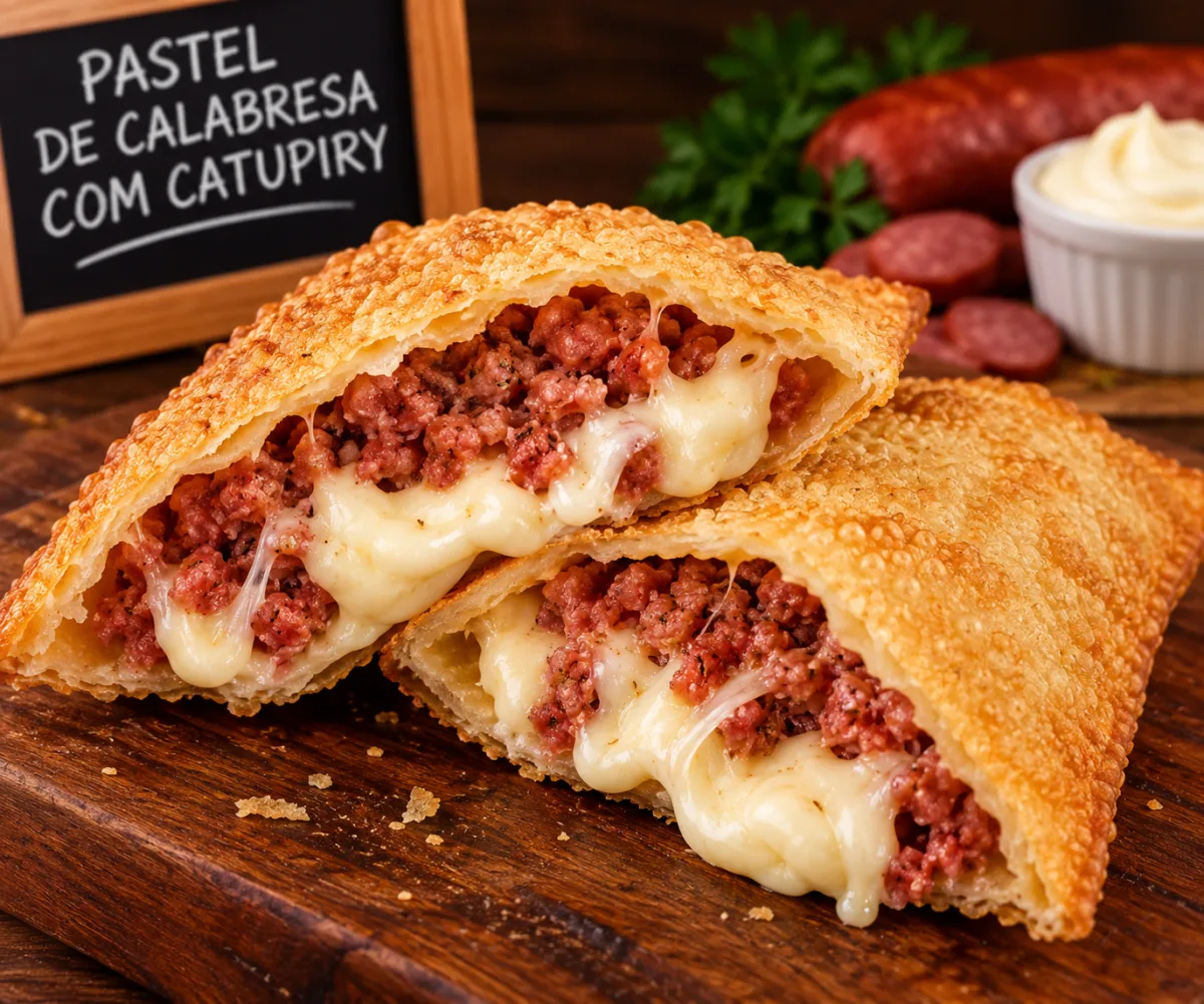 Pastel calabresa com catupiry