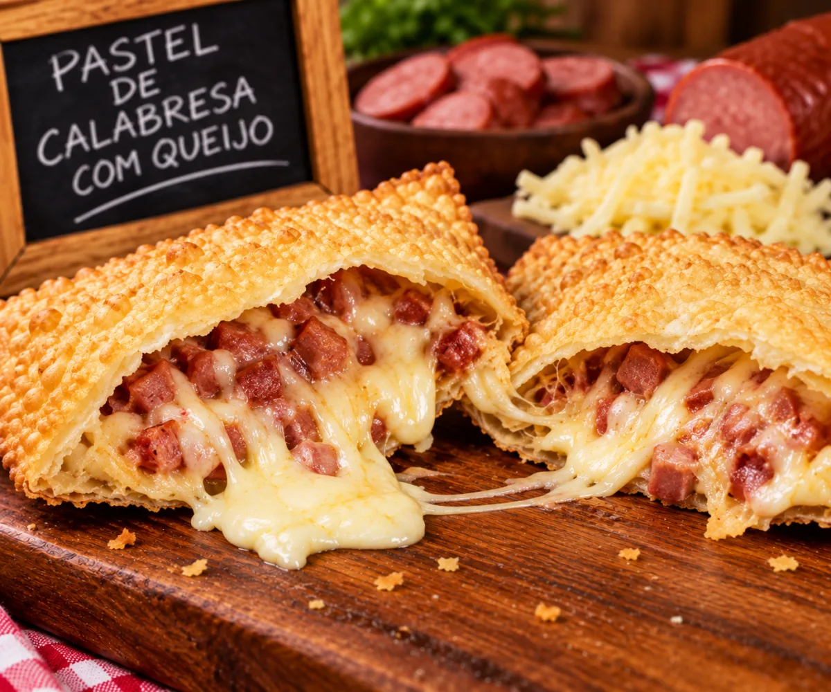 Pastel calabresa com queijo