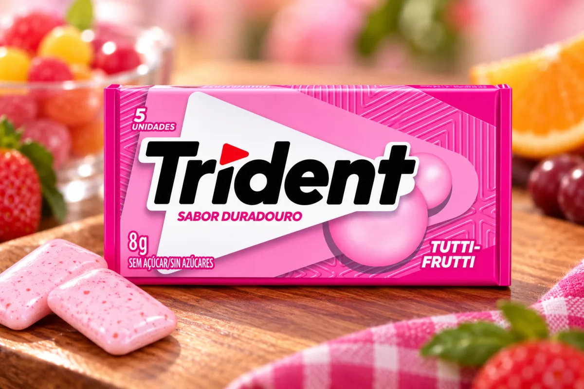 trident tutti-frutti sem açucar 8g